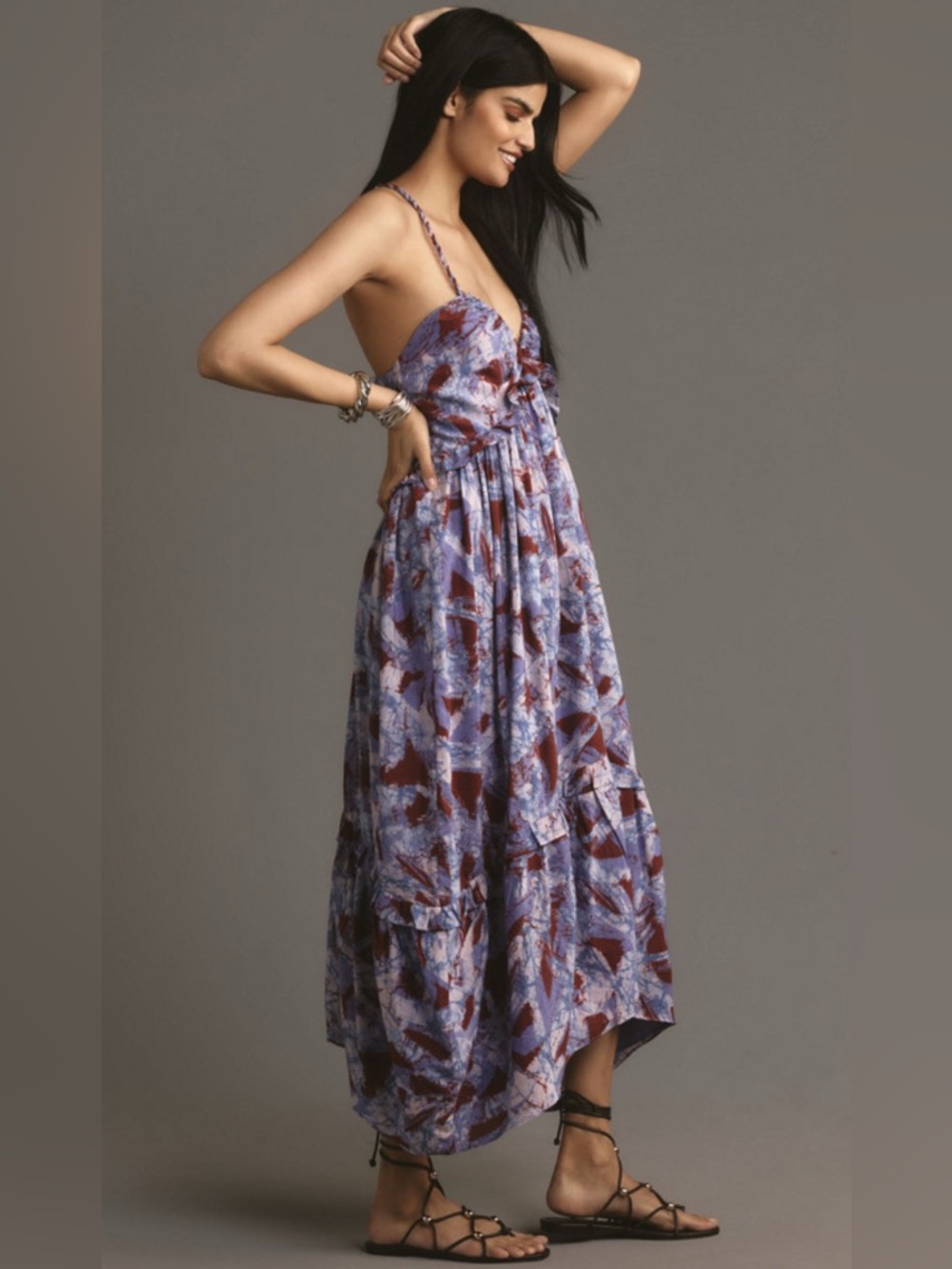 Anthropologie Sleeveless V-Neck A-Line Midi Dress Medium - Picture 5 of 11